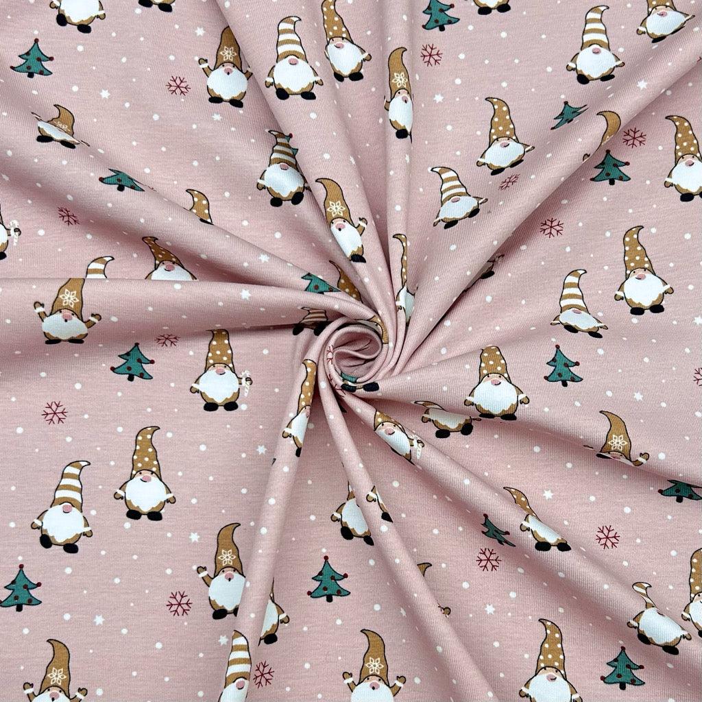 Christmas Gnomes Cotton Jersey Fabric - Pound Fabrics