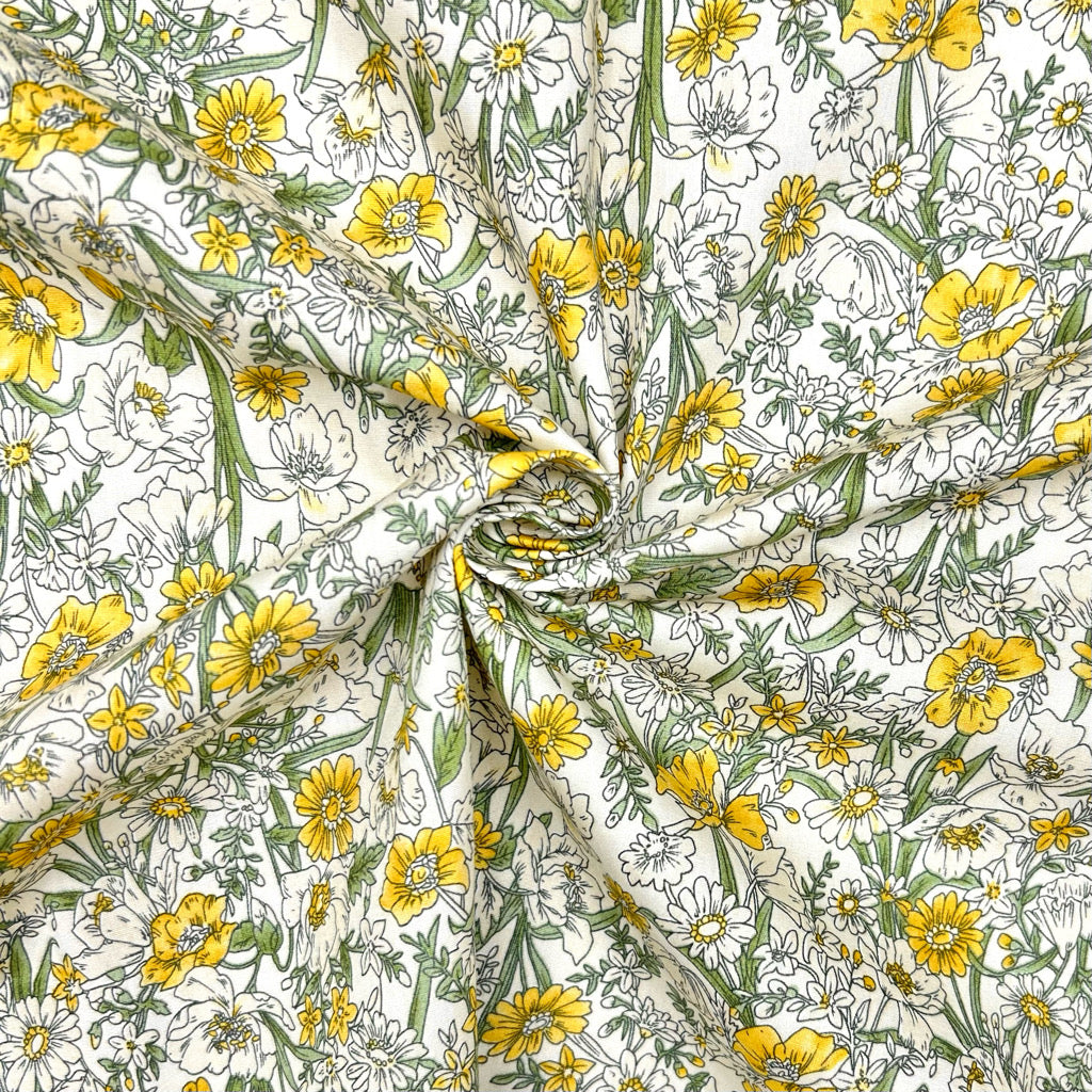 Countryside Garden Rose & Hubble Cotton Poplin Fabric