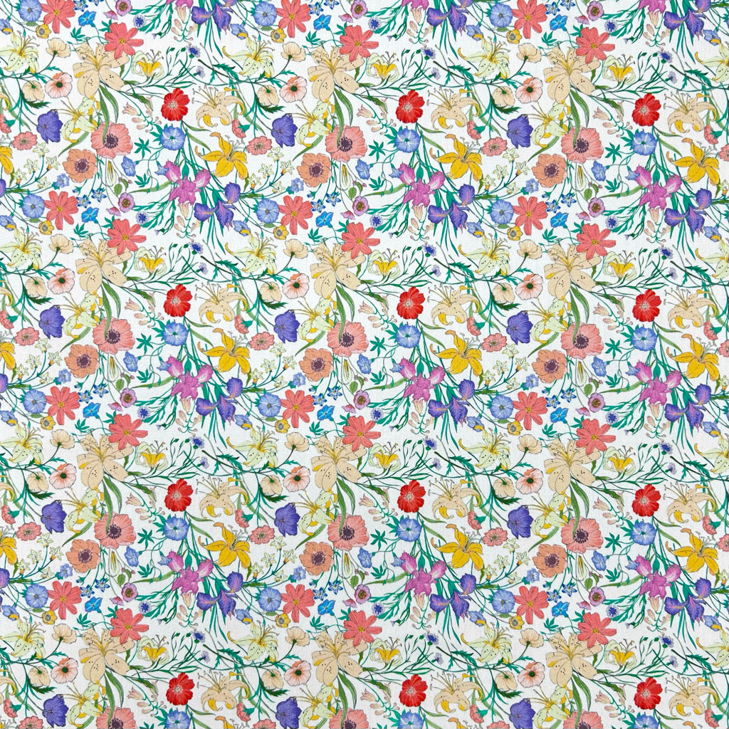 Summer Botanicals Rose & Hubble Cotton Poplin Fabric