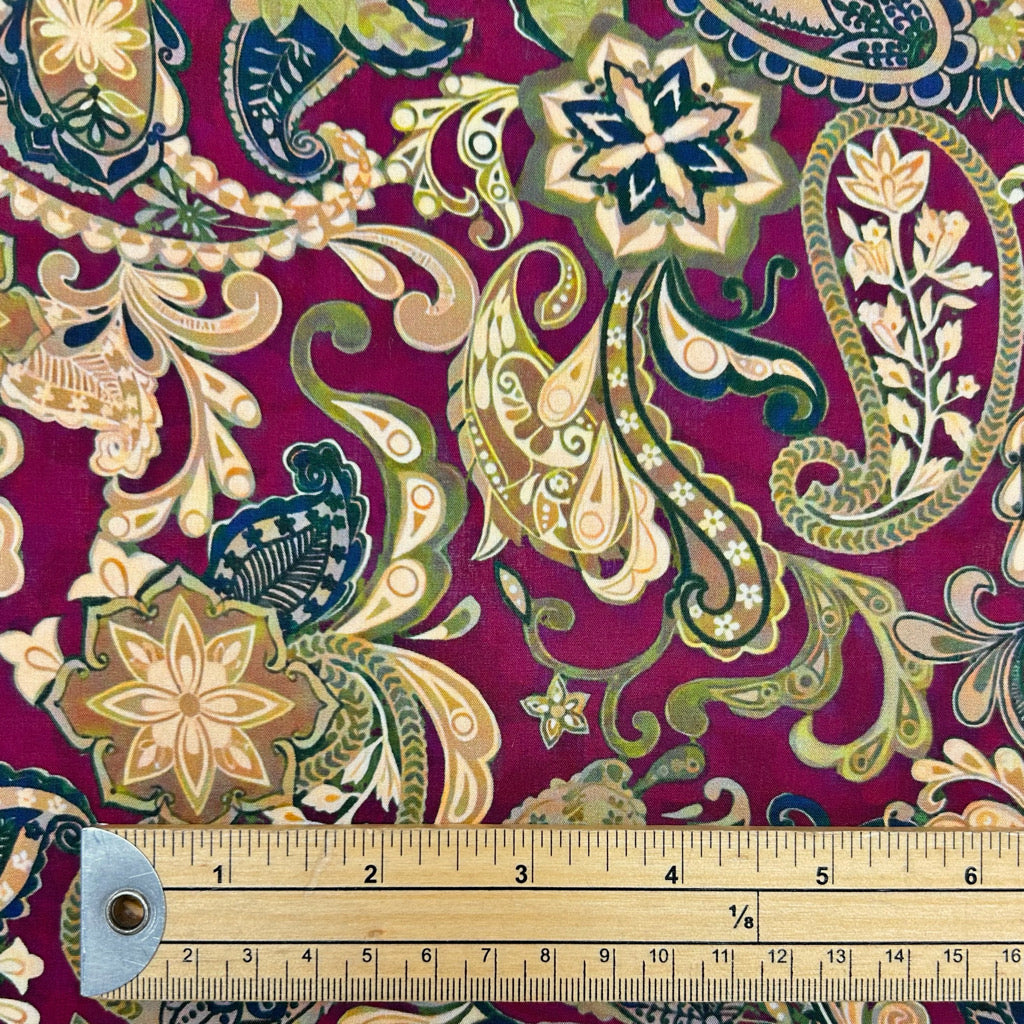 Majestic Paisley Cotton Lawn Fabric