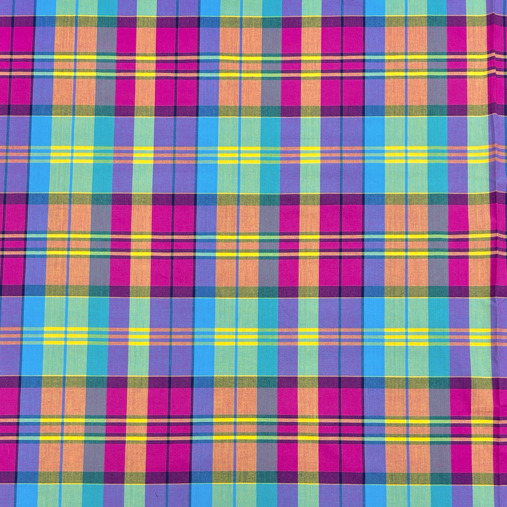 Cool Pink Madras Check Cotton Fabric