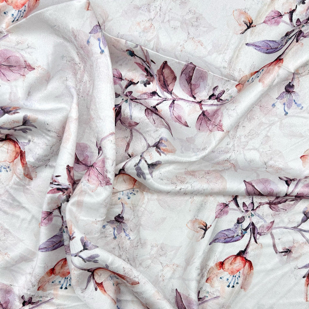 Island Petals Silky Satin Fabric