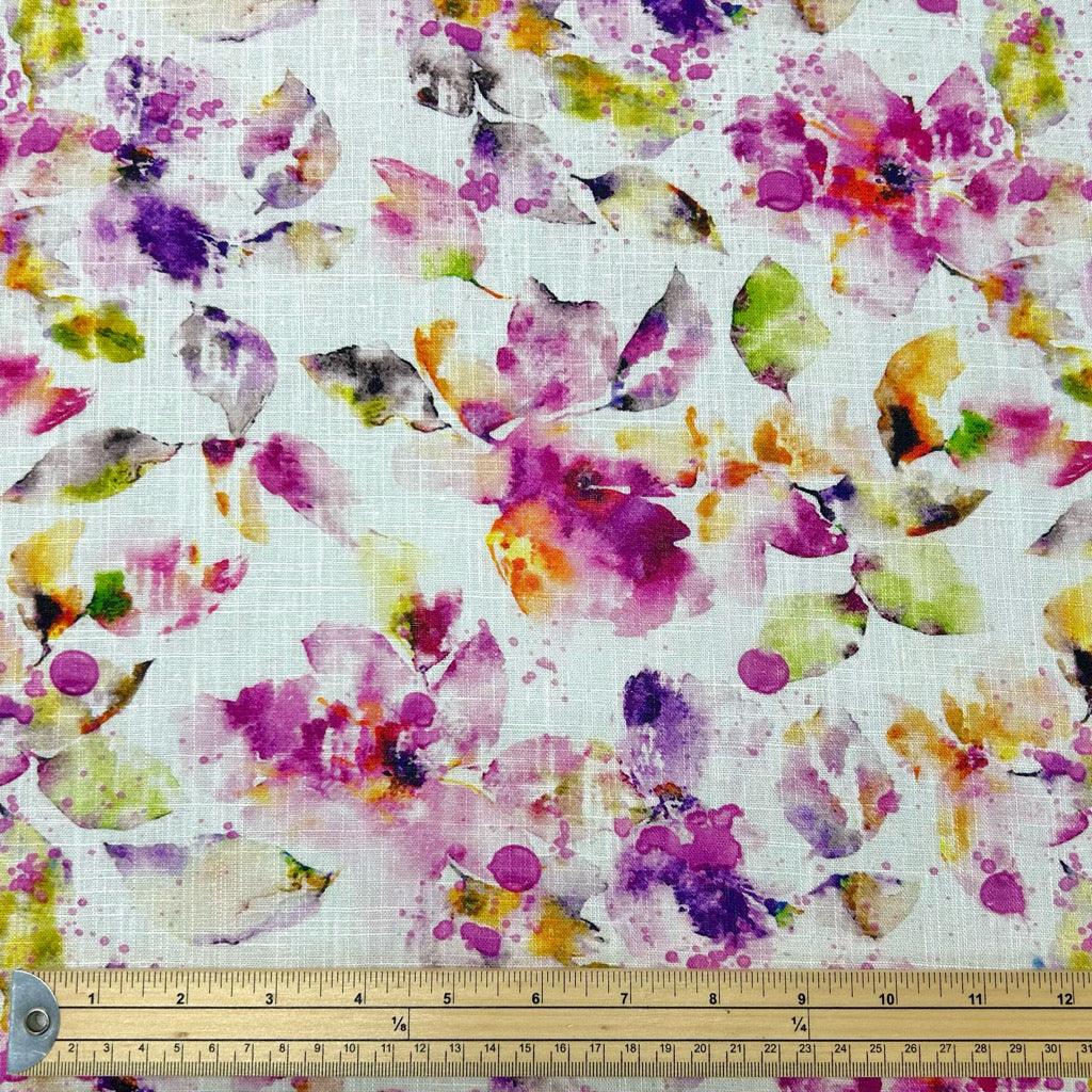 Watercolour Garden Linen Viscose Fabric - Pound Fabrics
