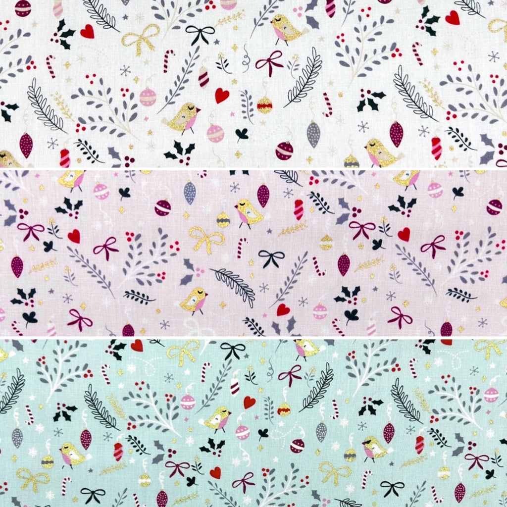 Holiday Tweets Cotton Poplin Fabric