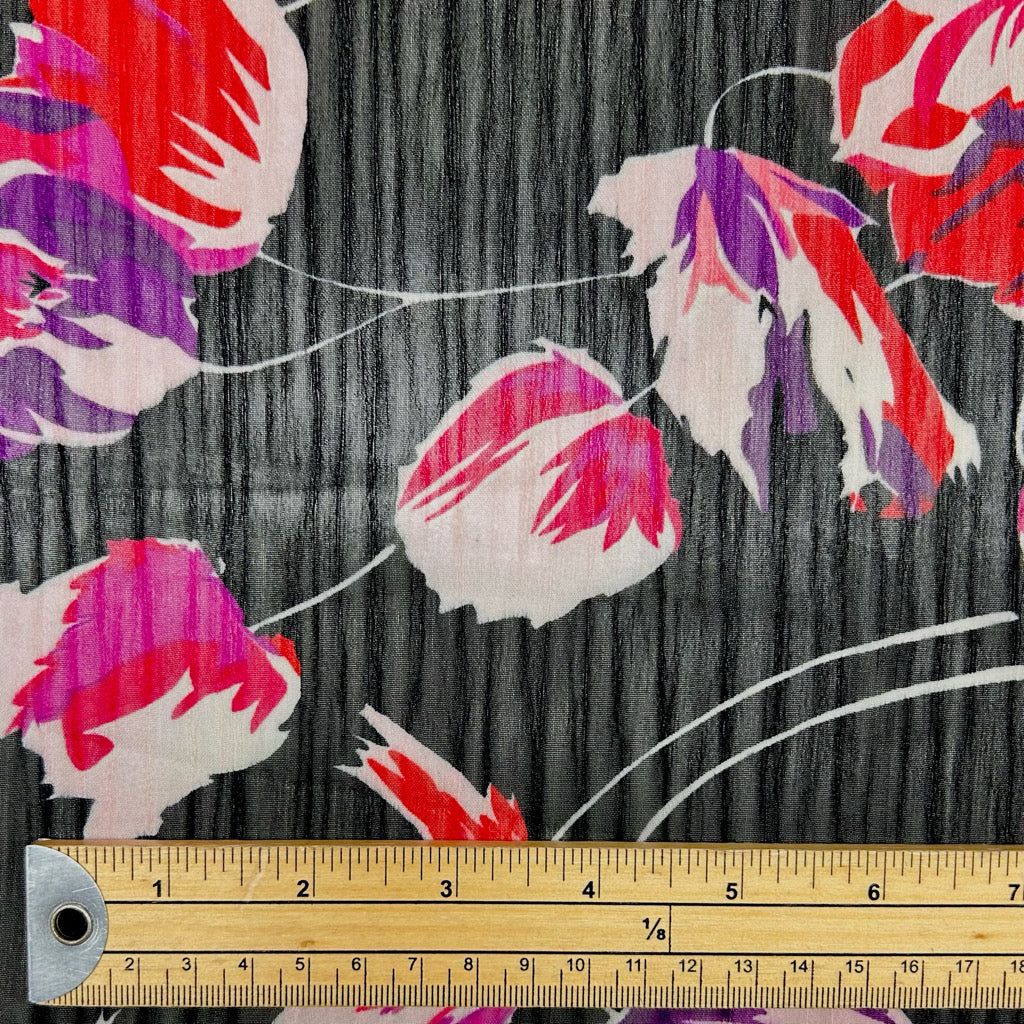 Midnight Tulip Chiffon Fabric