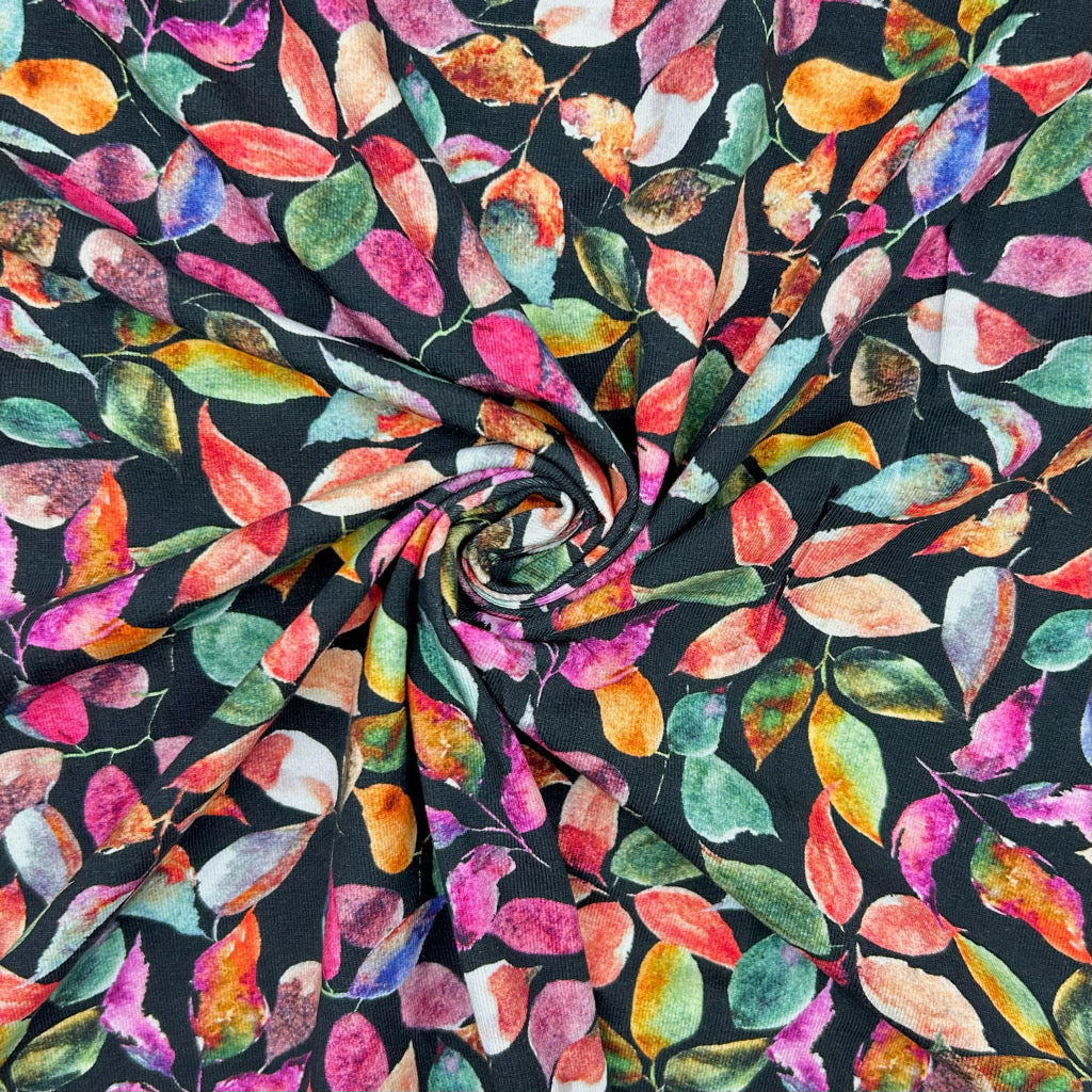 Chroma Leaves Cotton Jersey Fabric | Best UK Prices | Pound Fabrics Chroma Leaves Cotton Jersey Fabric | Best UK Prices | Pound Fabrics