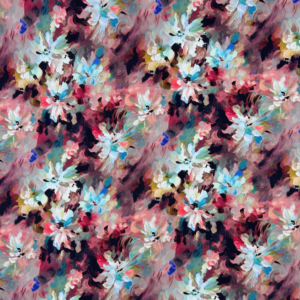Floral Waves Viscose Poplin Fabric