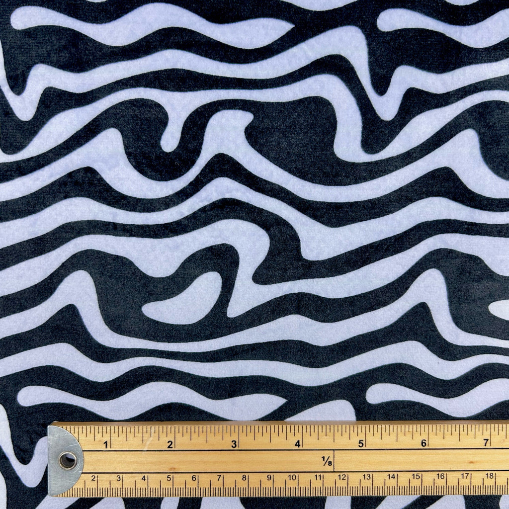 Wavy Ink Sherpa Fur Backed Fleece Fabric