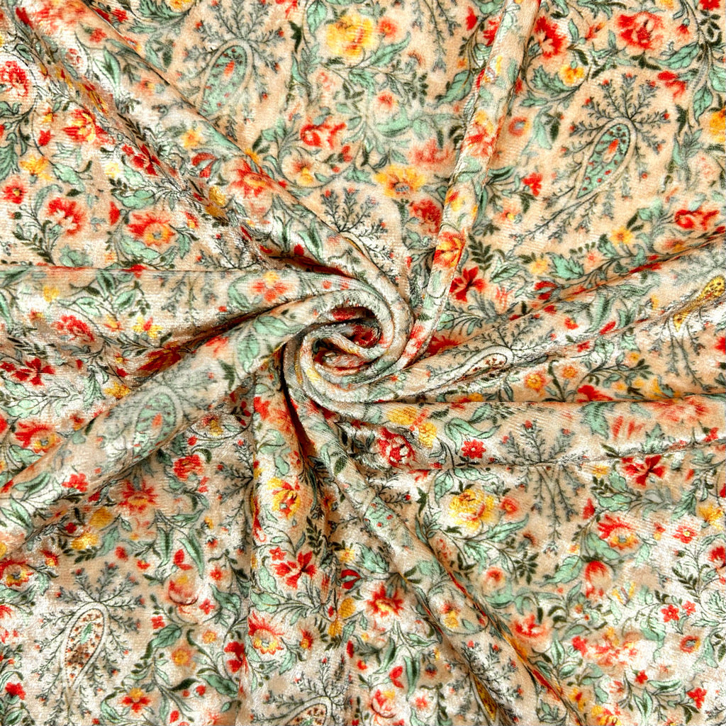 Timeless Paisley Stretch Velvet Fabric