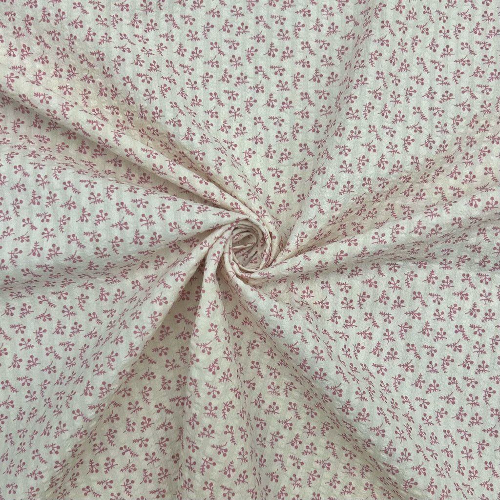 Simple Flowers Cotton Seersucker Fabric