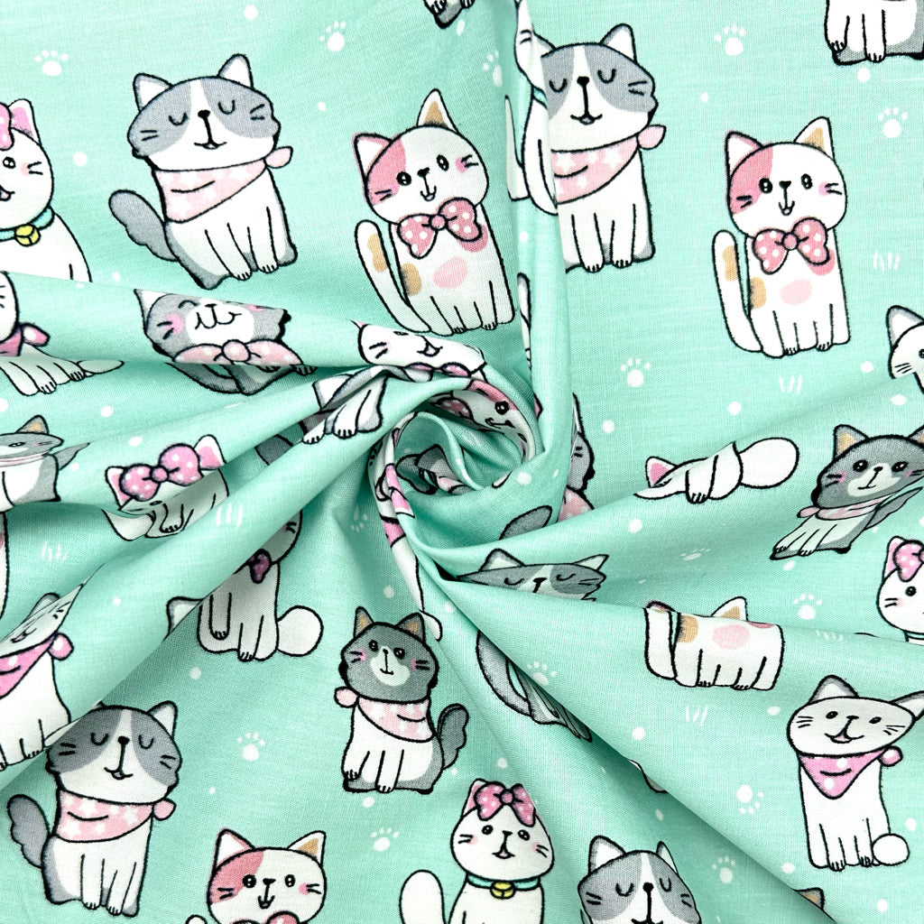 Kitty Squad Cotton Poplin Fabric