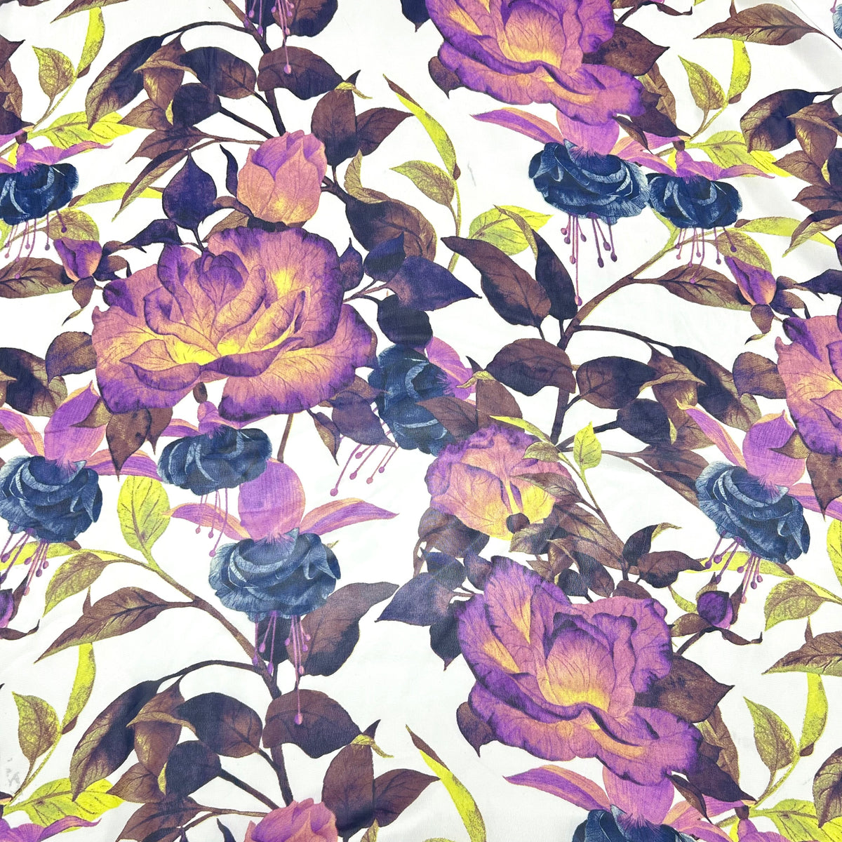 Purple/Plum Flowers Chiffon Fabric - Pound Fabrics