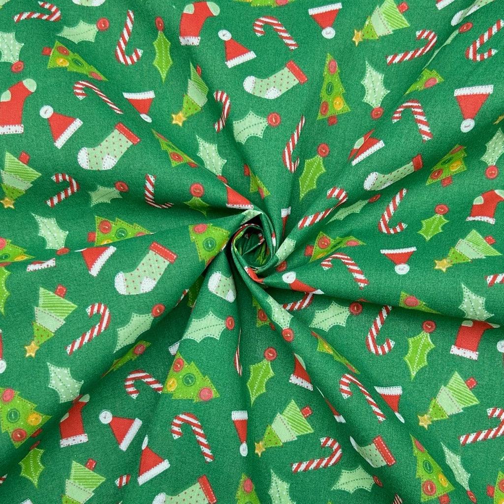 Crafty Christmas Polycotton Fabric - Pound Fabrics