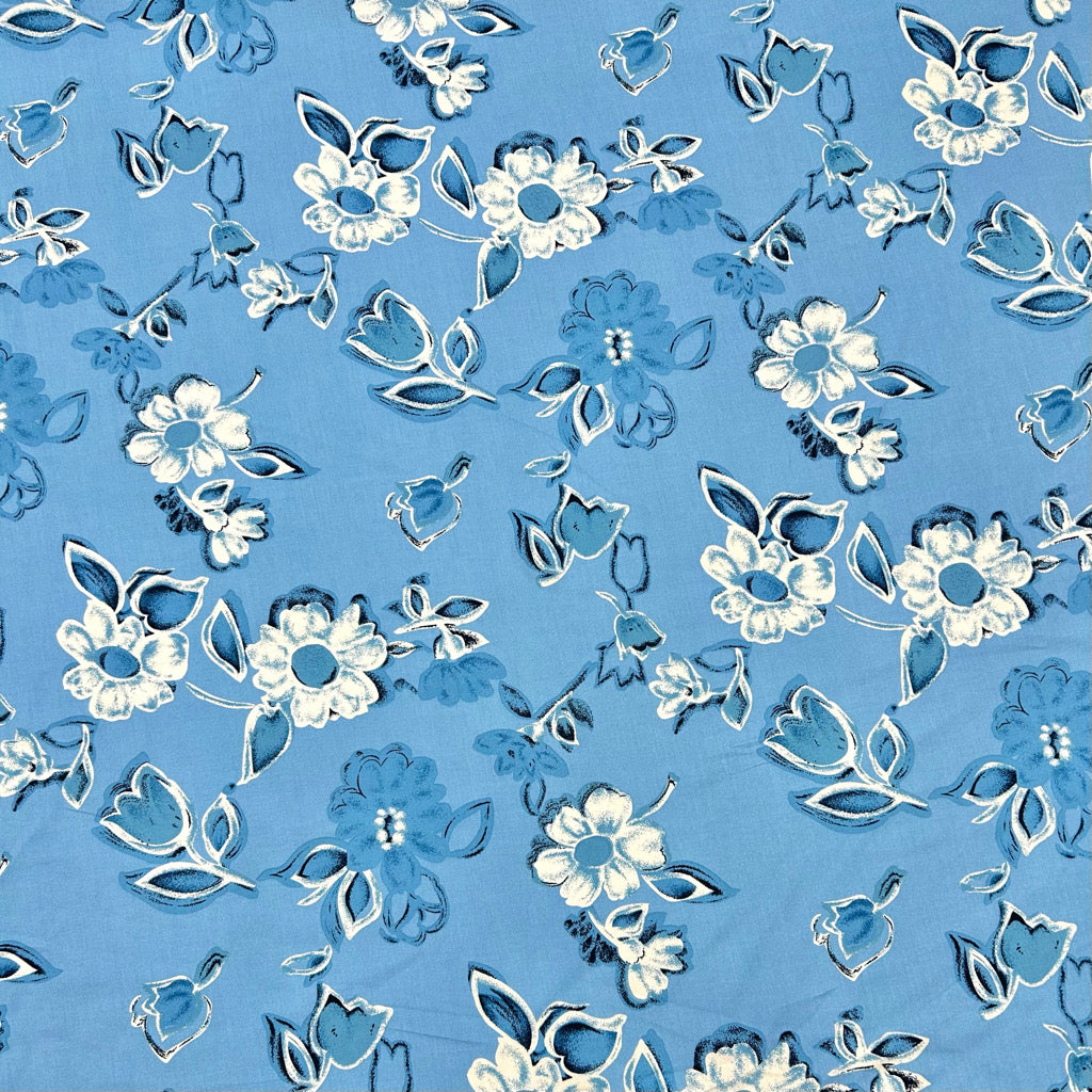 Vintage Posy Viscose Challis Fabric