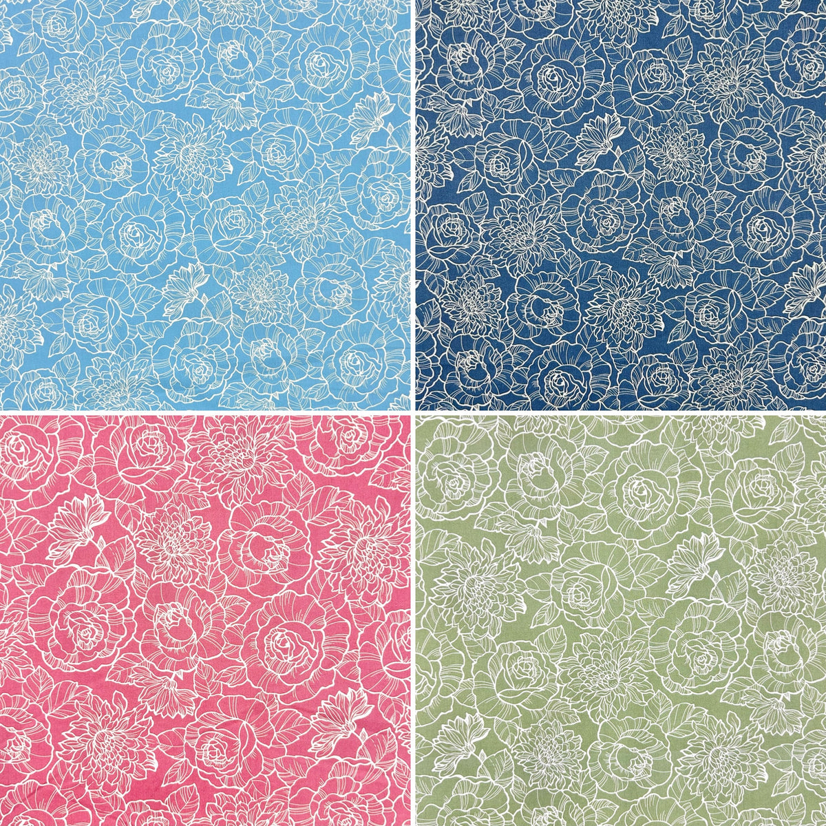 Elegant Blooms Rose & Hubble Cotton Poplin Fabric