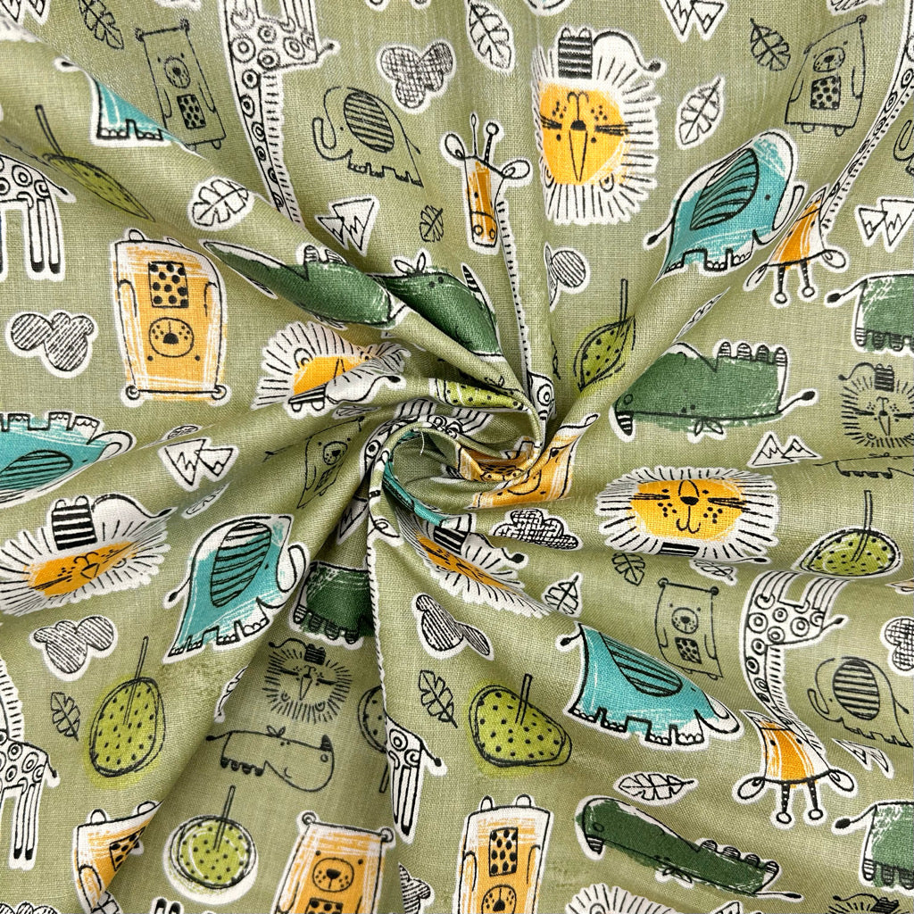 Safari Sketchbook Cotton Poplin Fabric