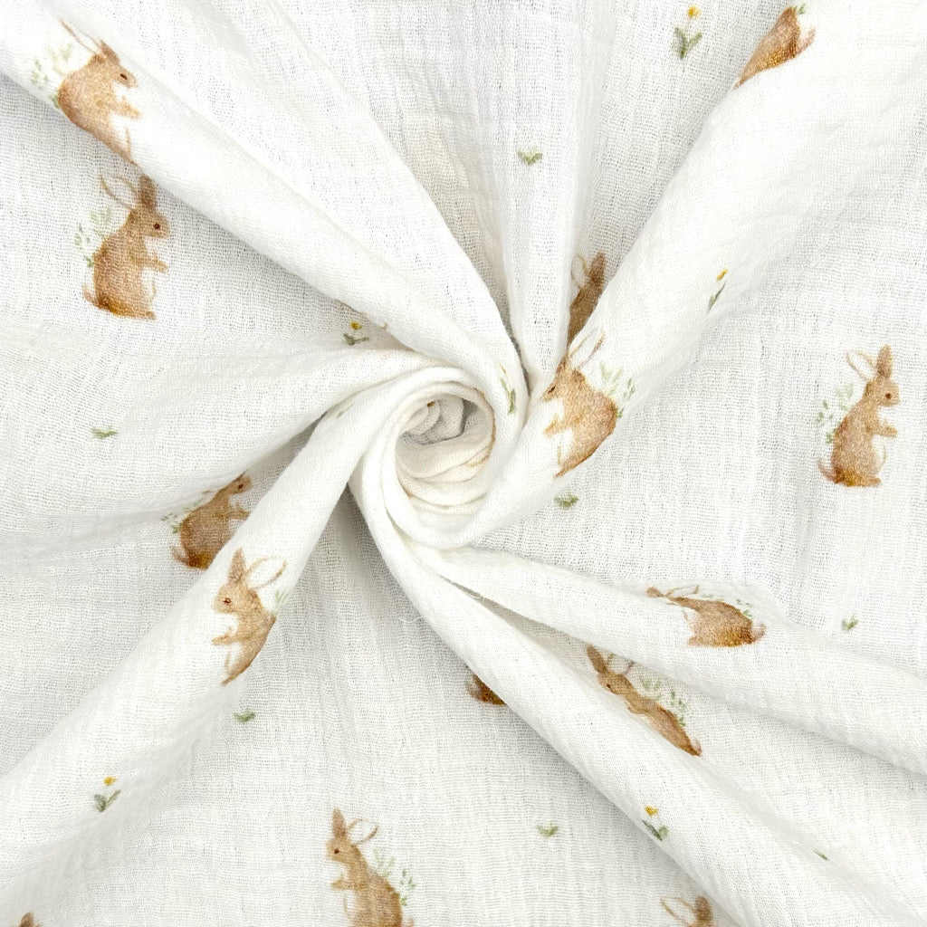 Springtime Bunny Double Gauze Fabric