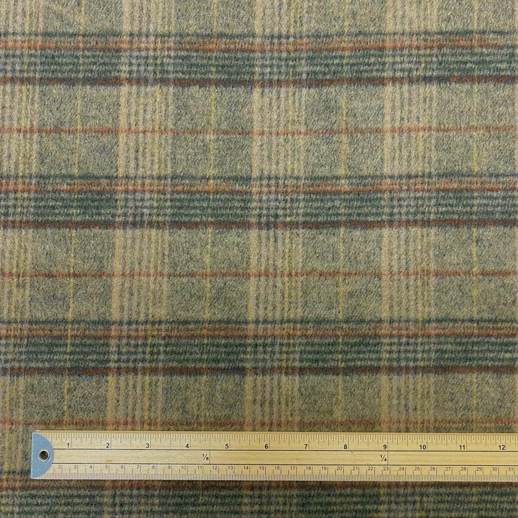 Dark Green and Beige Checkered Wool Blend Fabric - 2 metres for £9.95 #17 - Pound Fabrics