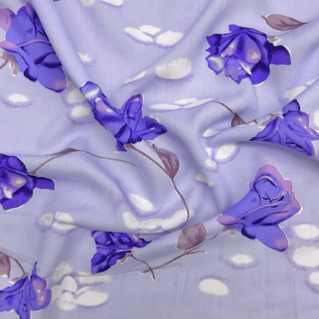 Roses and Spots Viscose Challis Fabric