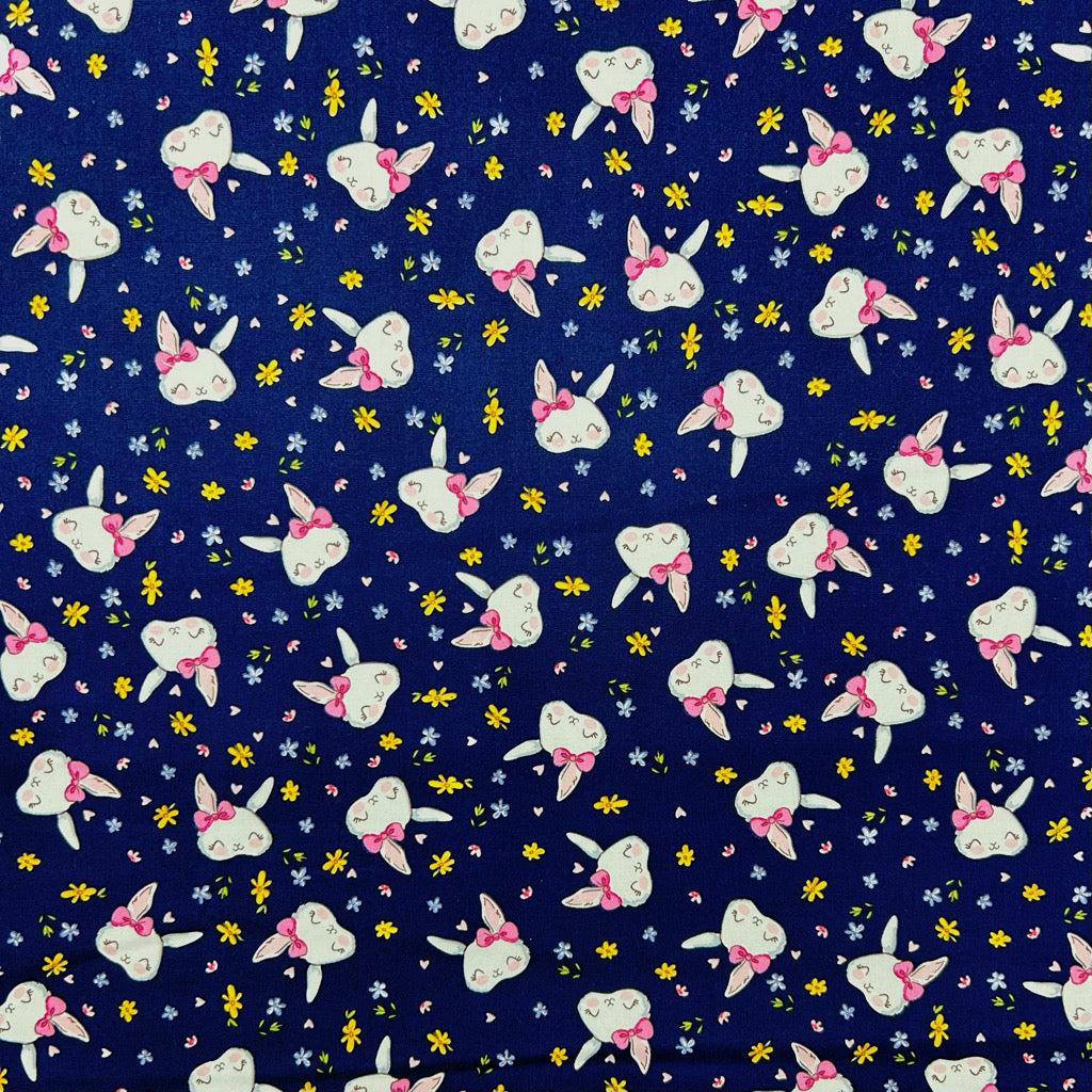 Bunny Blossom Rose & Hubble Cotton Poplin Fabric