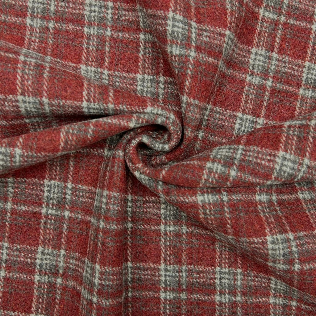 Layered Check Wool Blend Fabric