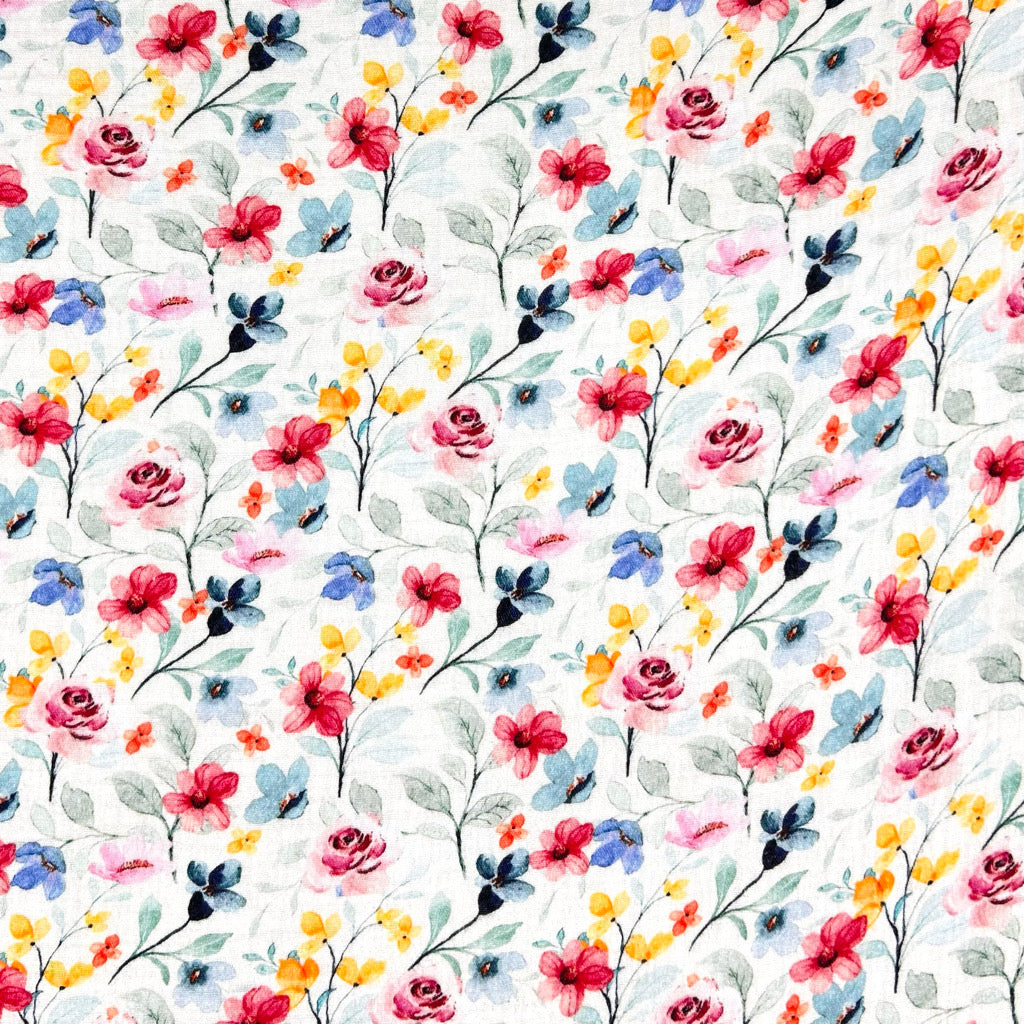 Colourful Blooms Double Gauze Fabric