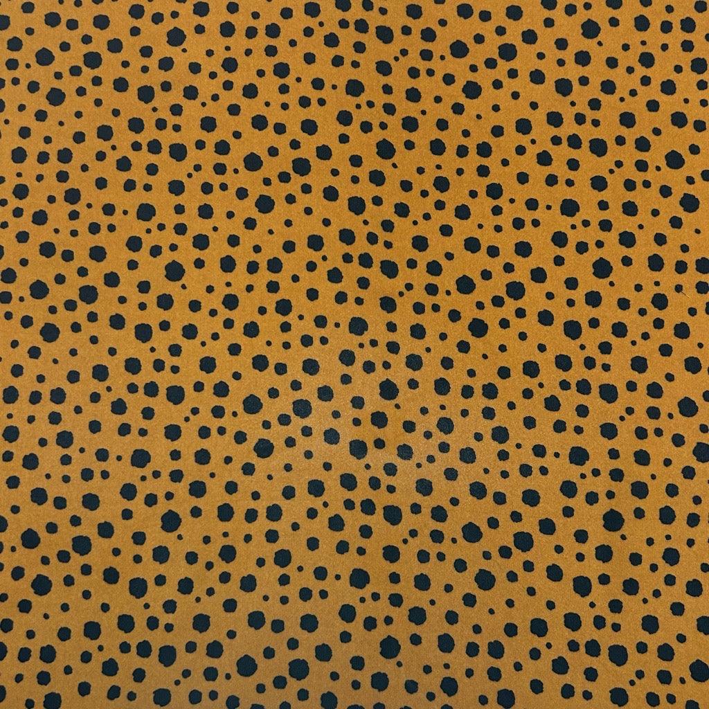 Navy Spots on Brown Crepe Fabric - Pound Fabrics