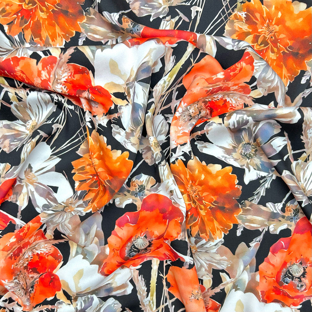 Bold Garden Viscose Satin Fabric