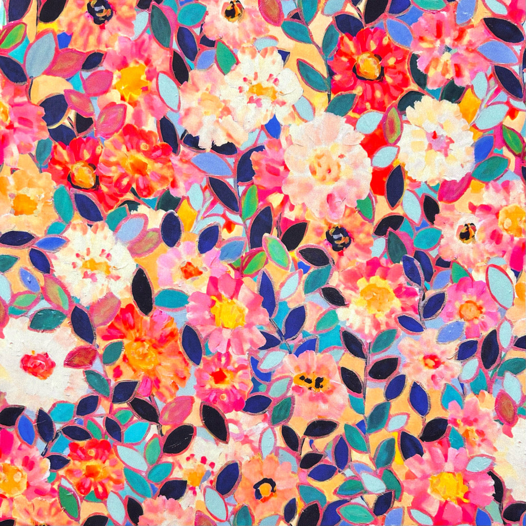 Blossom Burst Viscose Satin Fabric