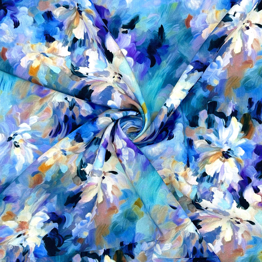 Floral Waves Viscose Poplin Fabric