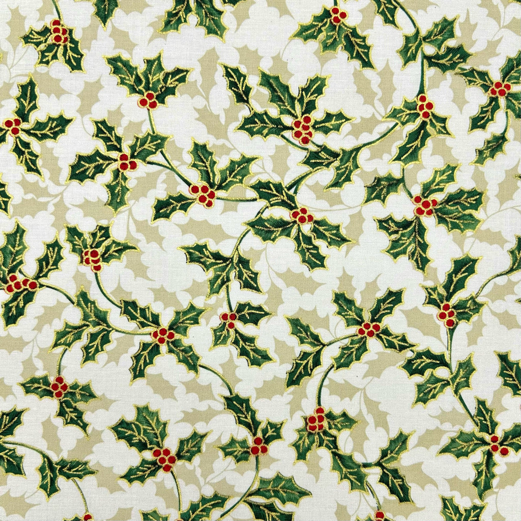 Winter Leaves Christmas Cotton Fabric