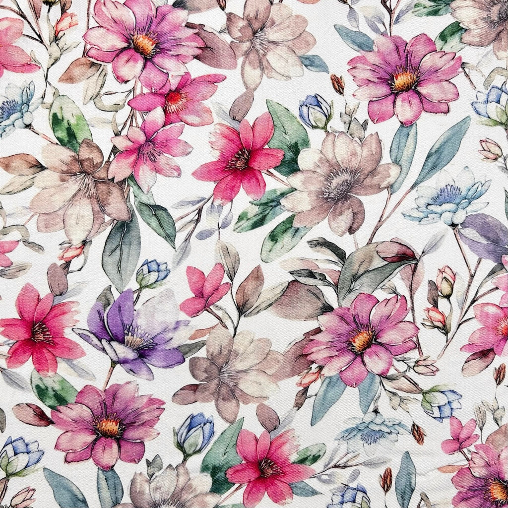 Painted Petal Linen Viscose Fabric