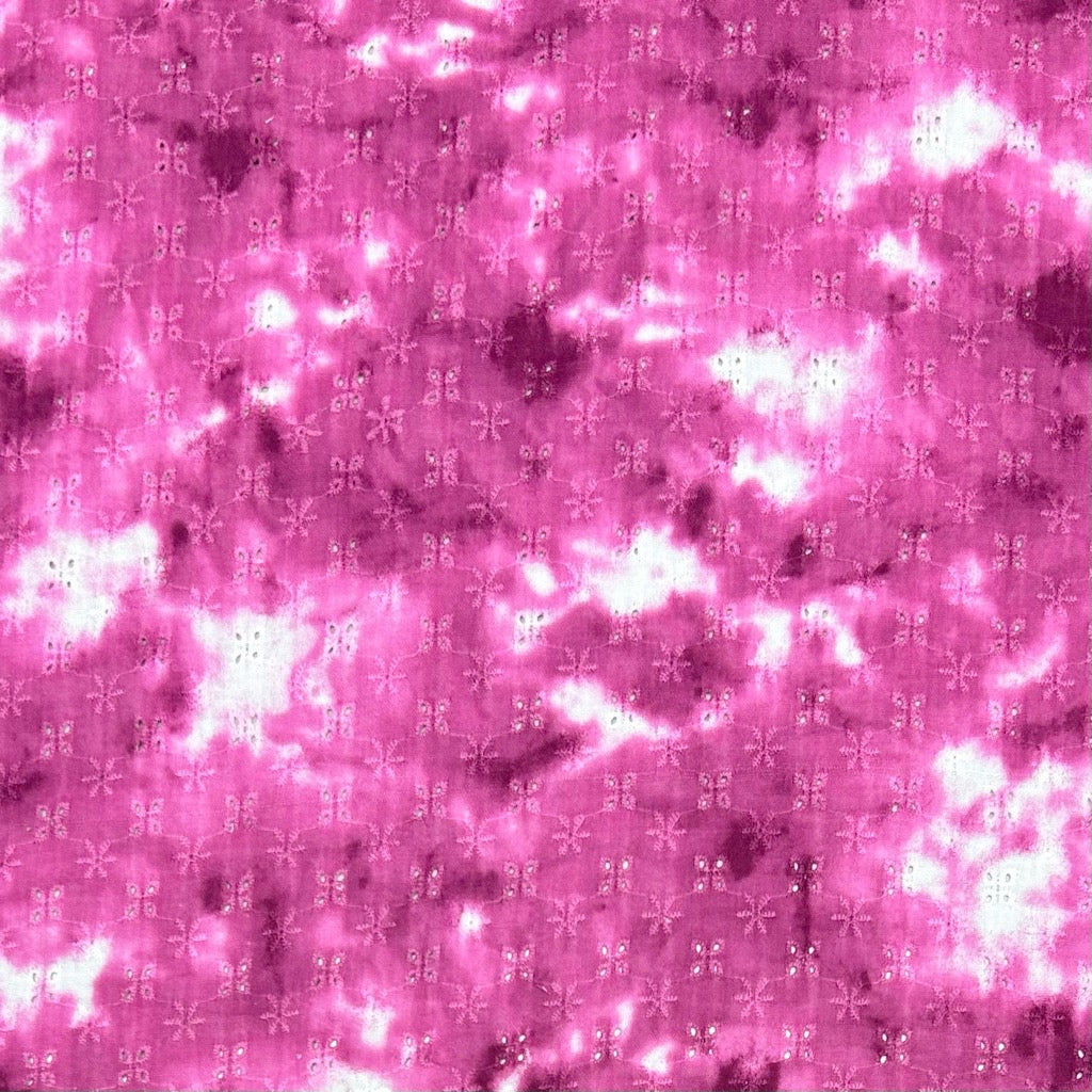 Tie-Dye Floral Embroidered Double Gauze Fabric - Pound Fabrics
