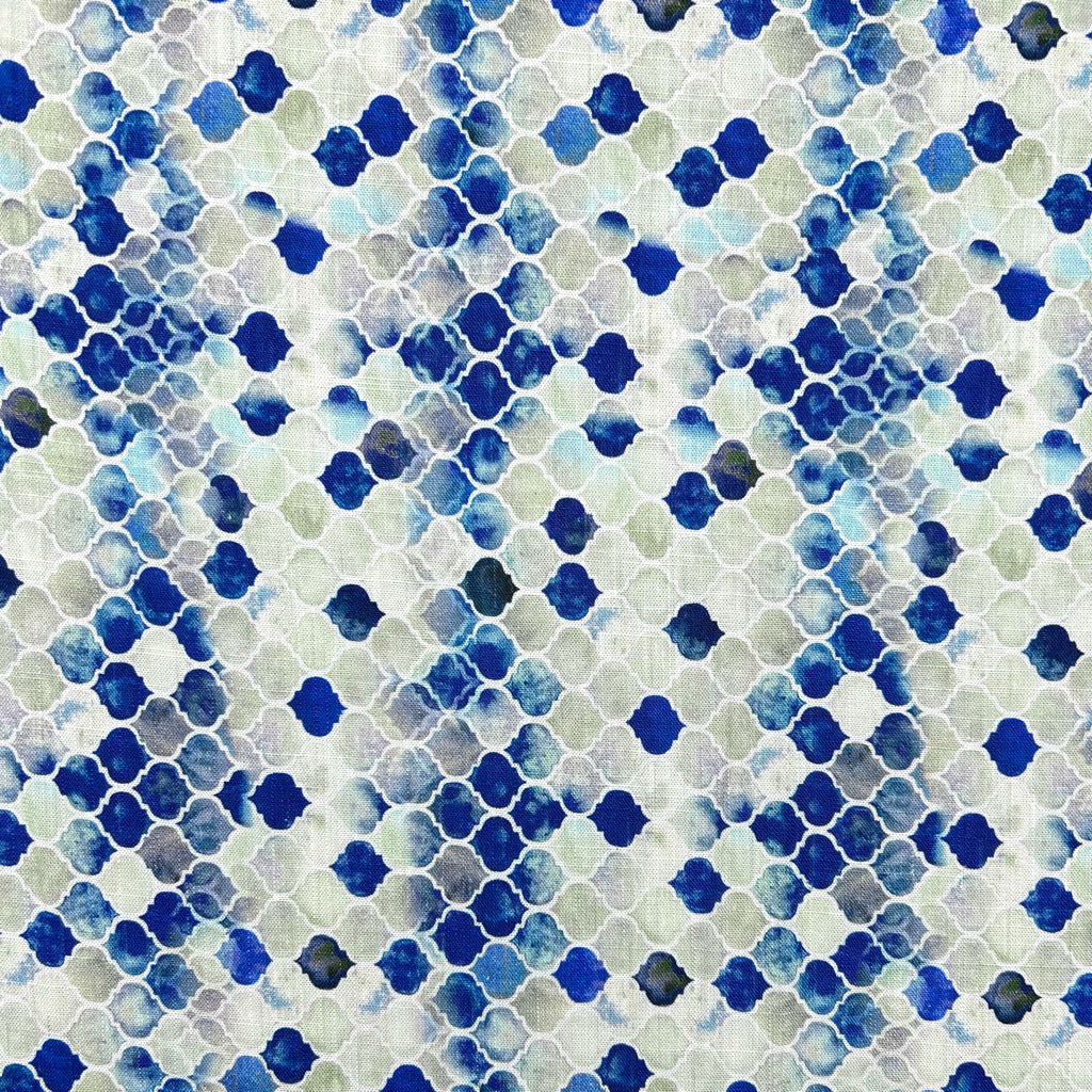Abstract Tiles Linen Viscose Fabric