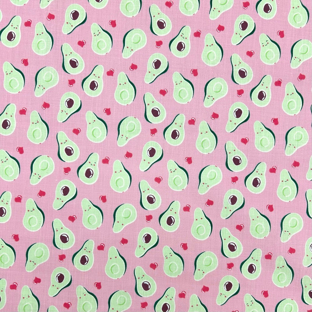Avocado Hearts Polycotton Fabric