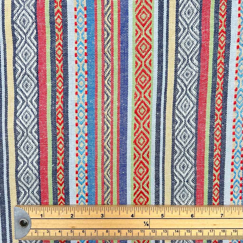 Blue Horizon Tribal Print Recycled Jacquard Fabric