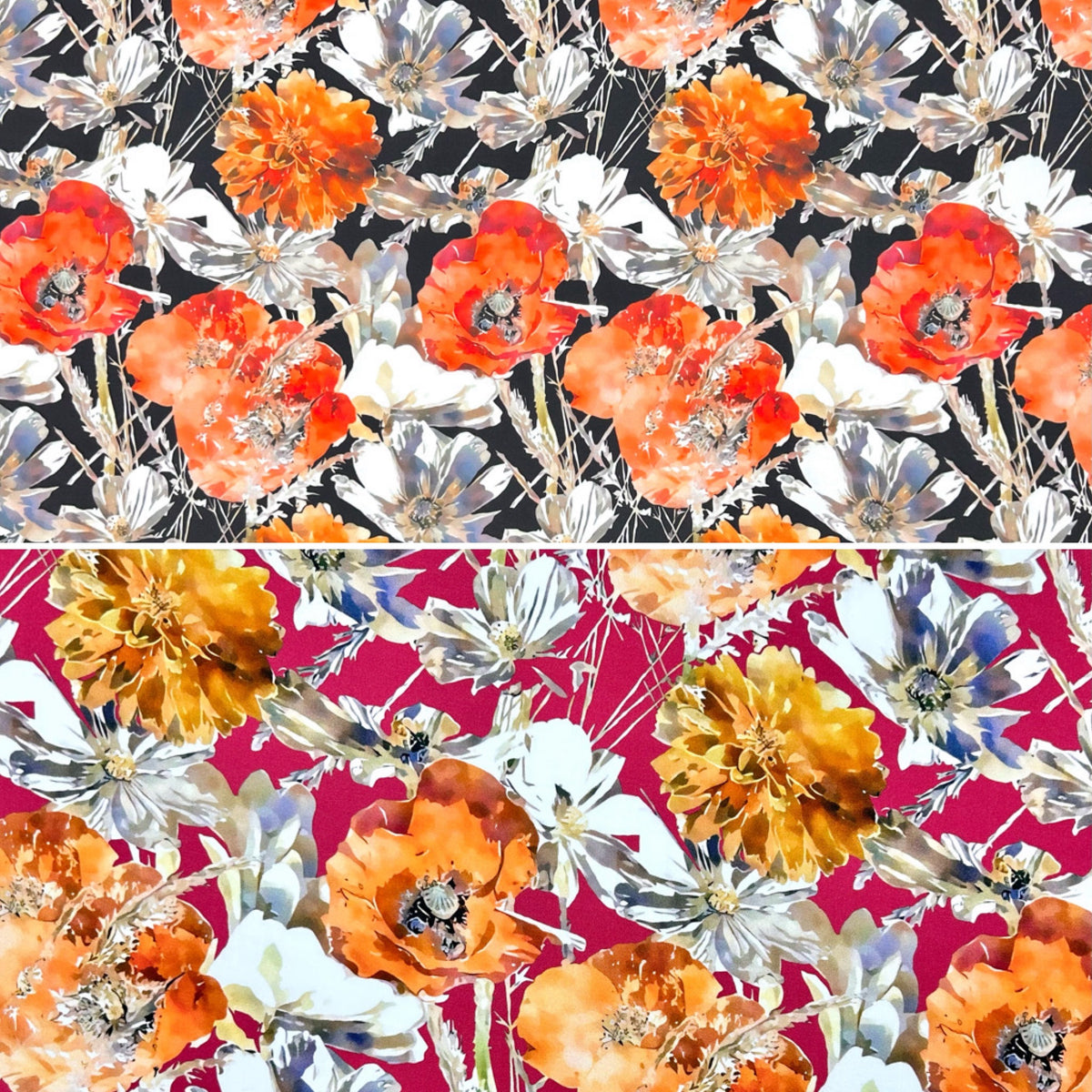 Bold Garden Viscose Satin Fabric