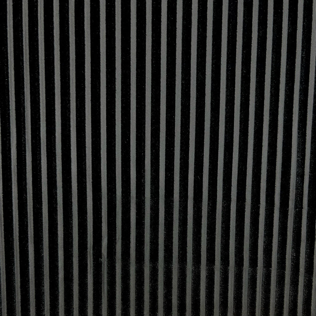 Black Stripes Burnout Velour Fabric