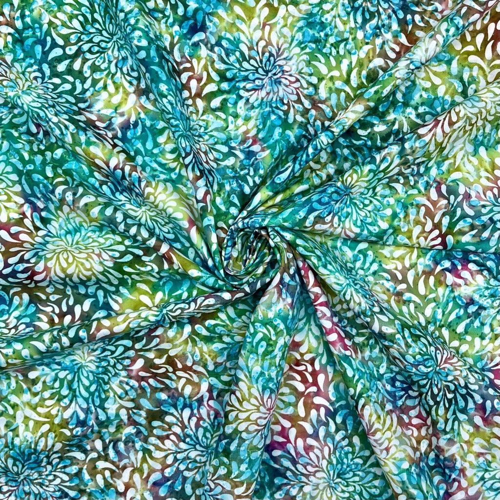 All Over Multicolour Dew Drops Cotton Batik Fabric - Pound Fabrics