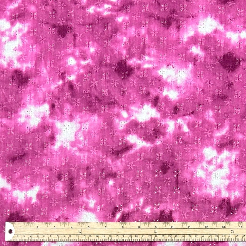 Tie-Dye Floral Embroidered Double Gauze Fabric - Pound Fabrics
