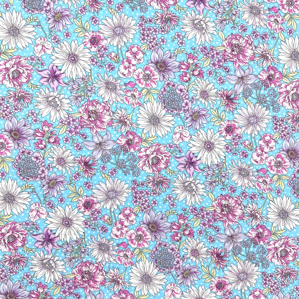 Botanical Bloom Rose & Hubble Cotton Poplin Fabric