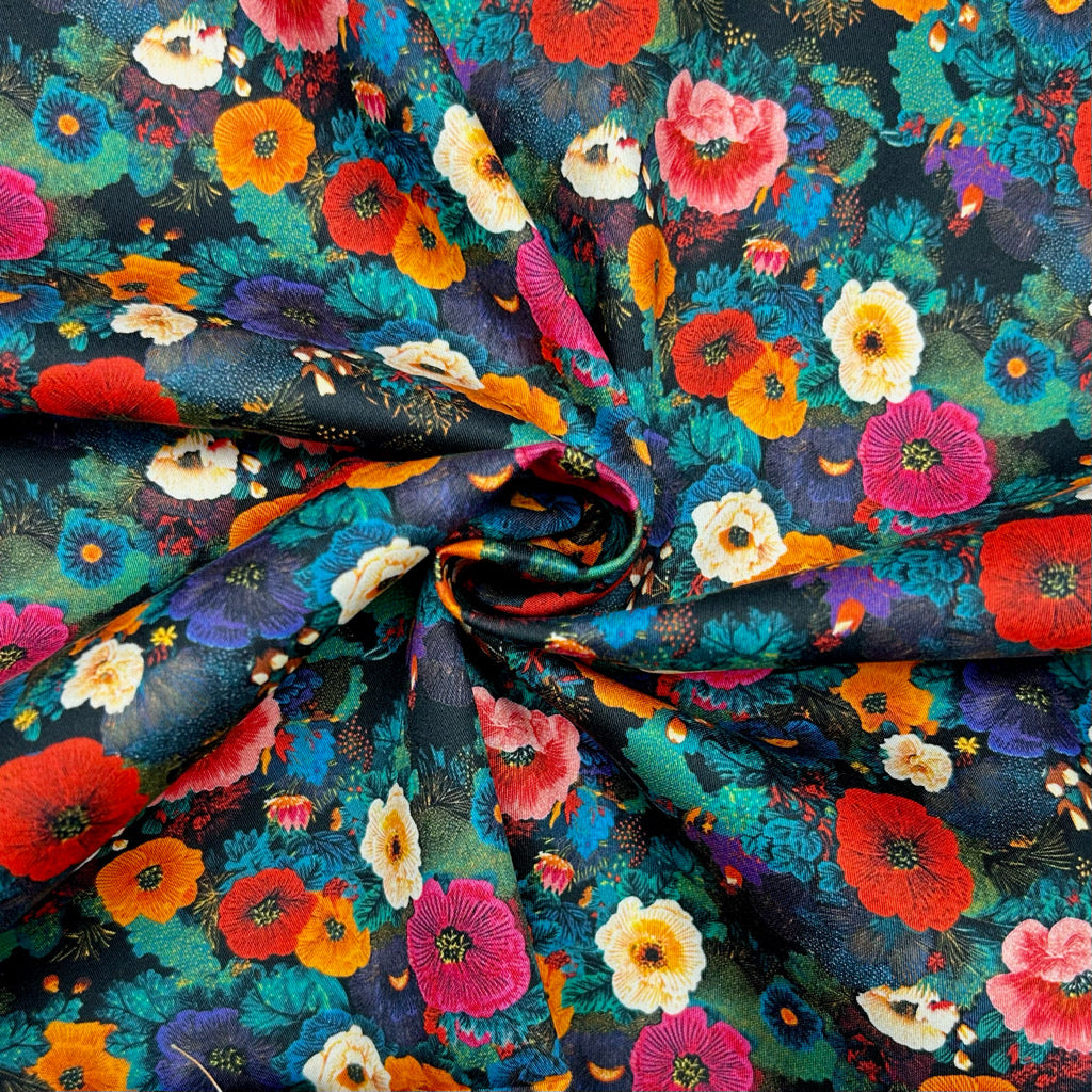 Evening Florals Cotton Sateen Fabric