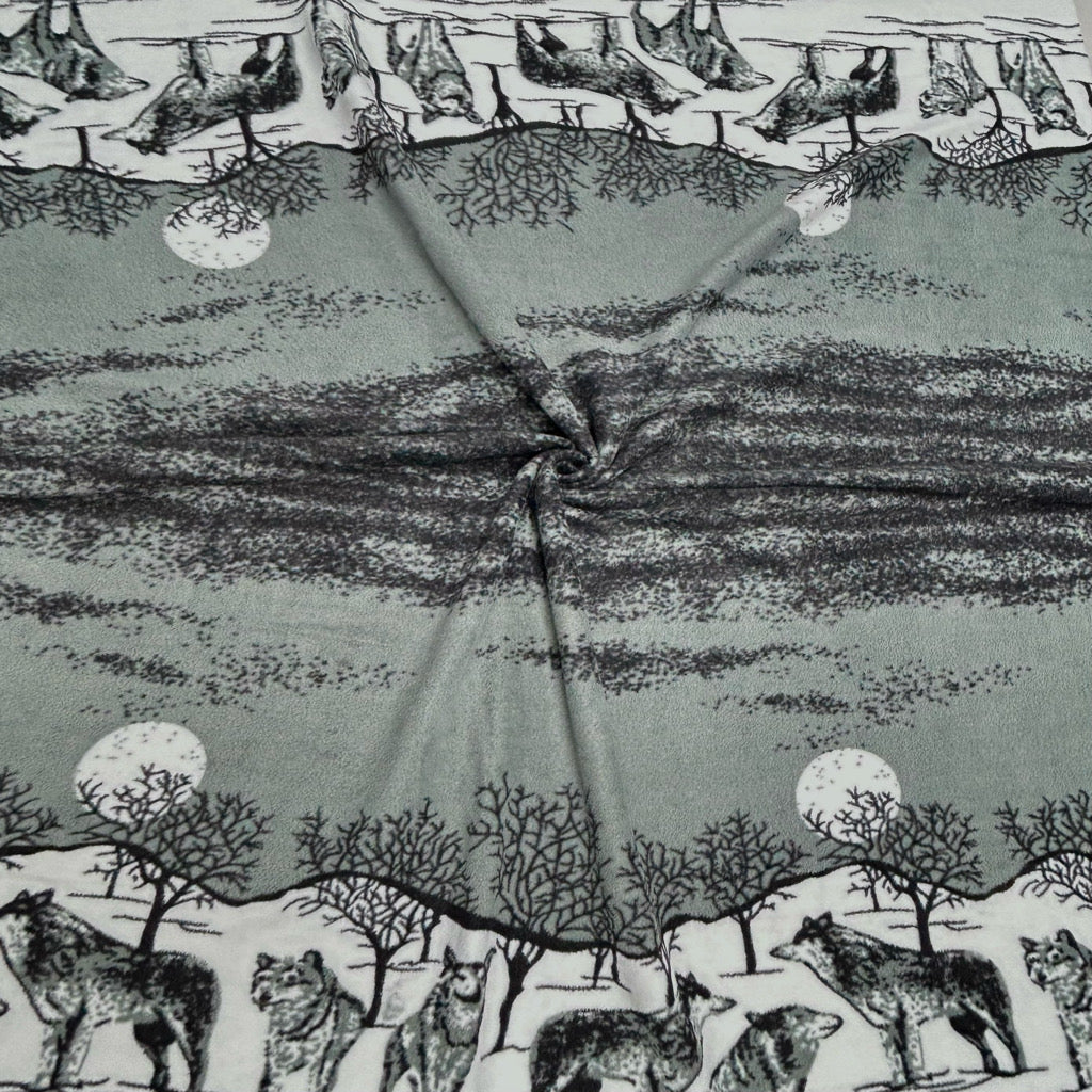 Midnight Wolf Anti Pill Polar Fleece Fabric