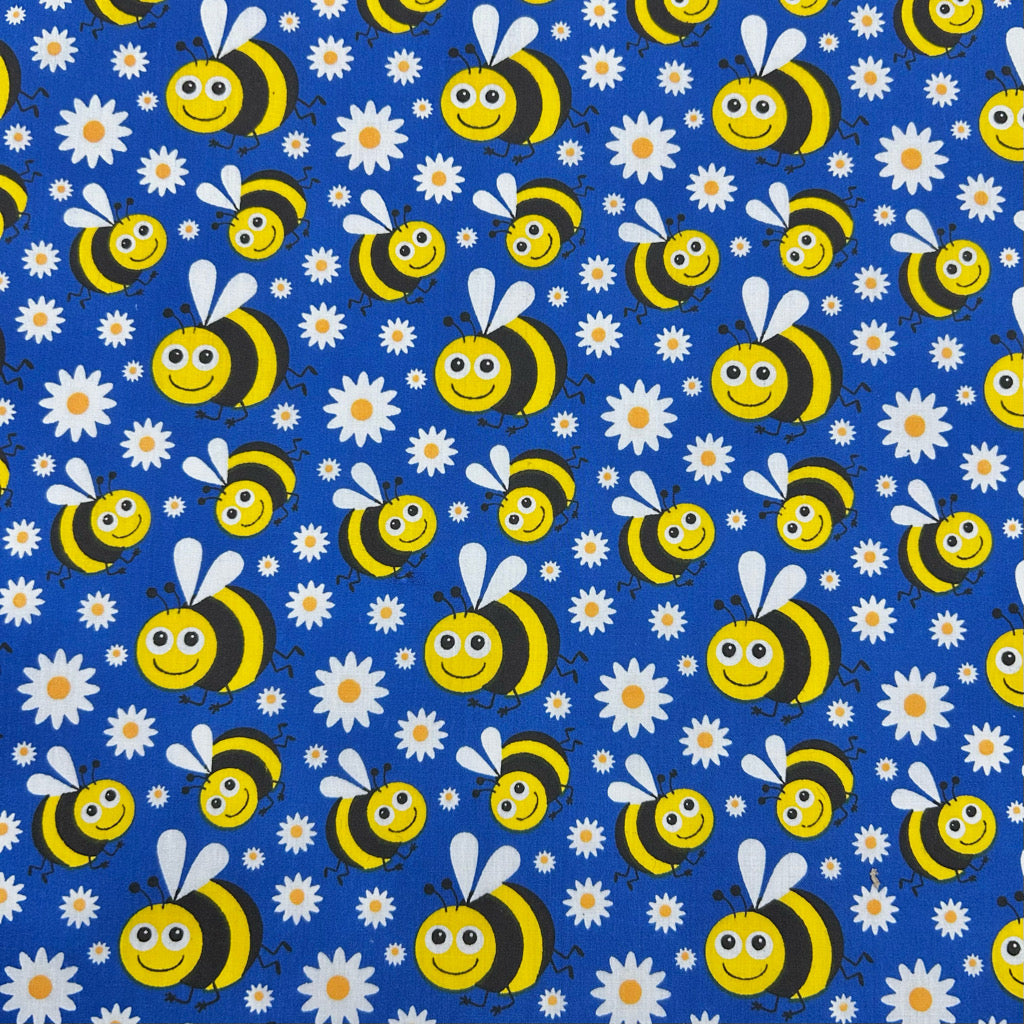 Bees and Daisies Polycotton Fabric