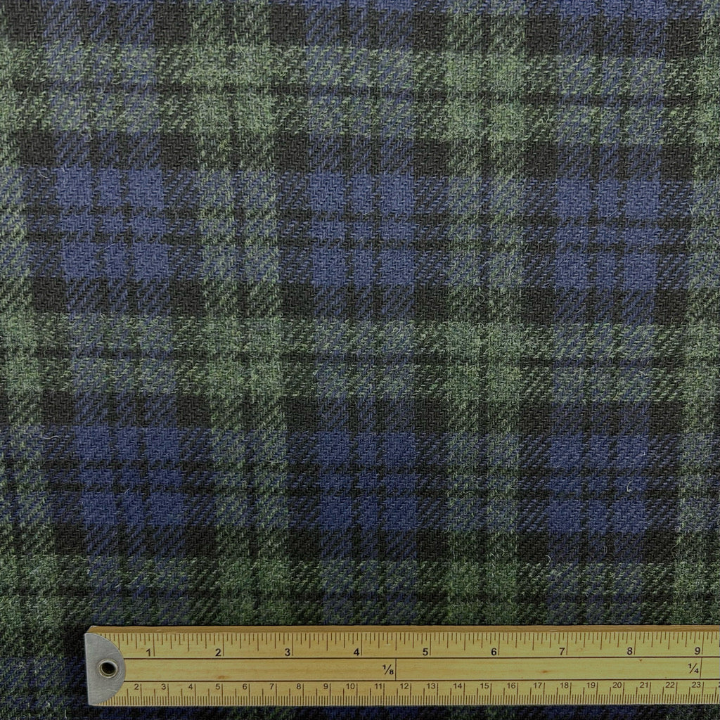 Navy Check Wool Bonded Water Resistant Fabric