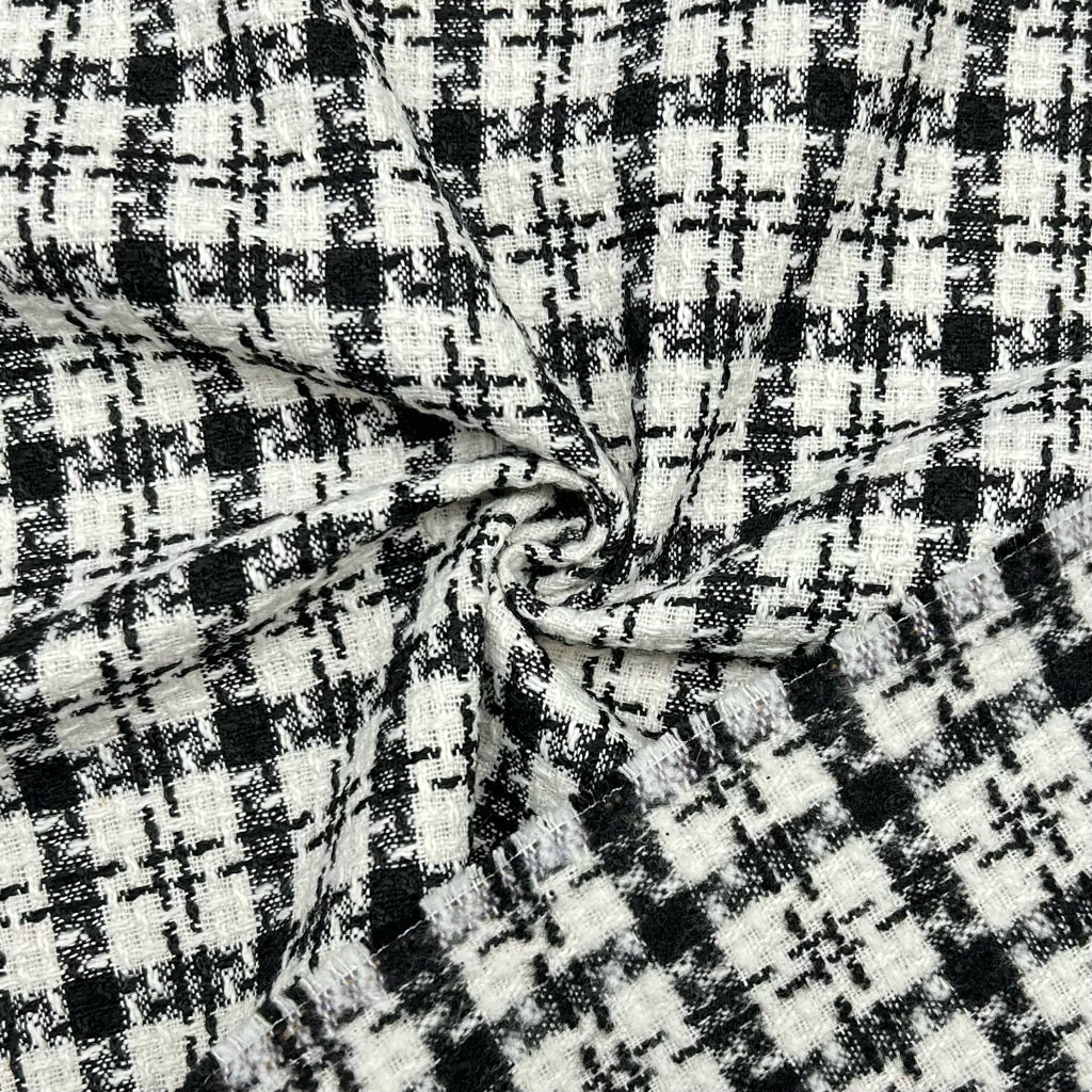 Checkered Squares Brushed Tweed Fabric - Pound Fabrics