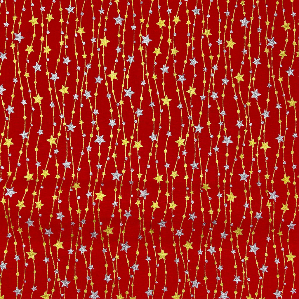 Hanging Stars Christmas Cotton Fabric