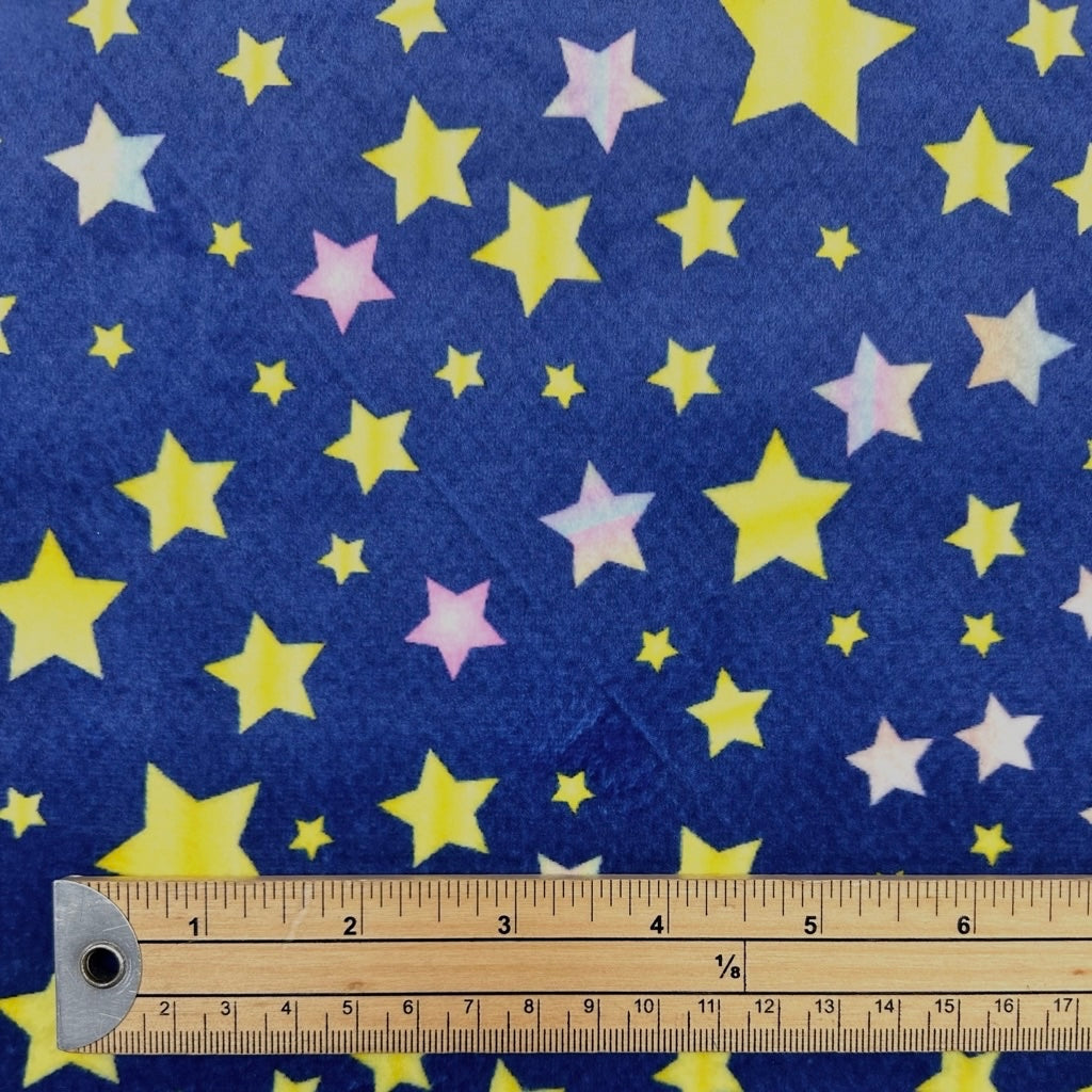 Happy Stars Sherpa Fur Backed Fleece Fabric
