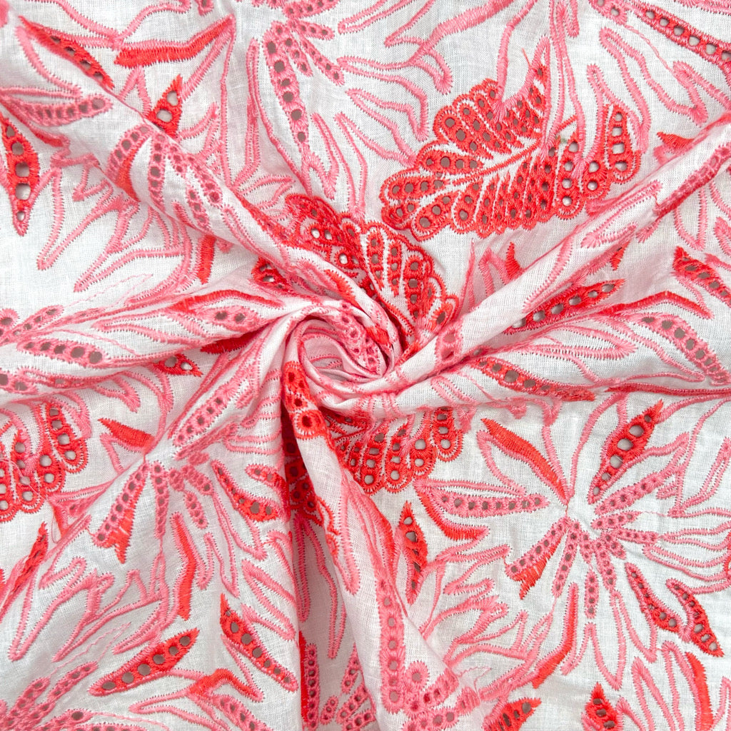 Shadow Work Embroidered Cotton Fabric