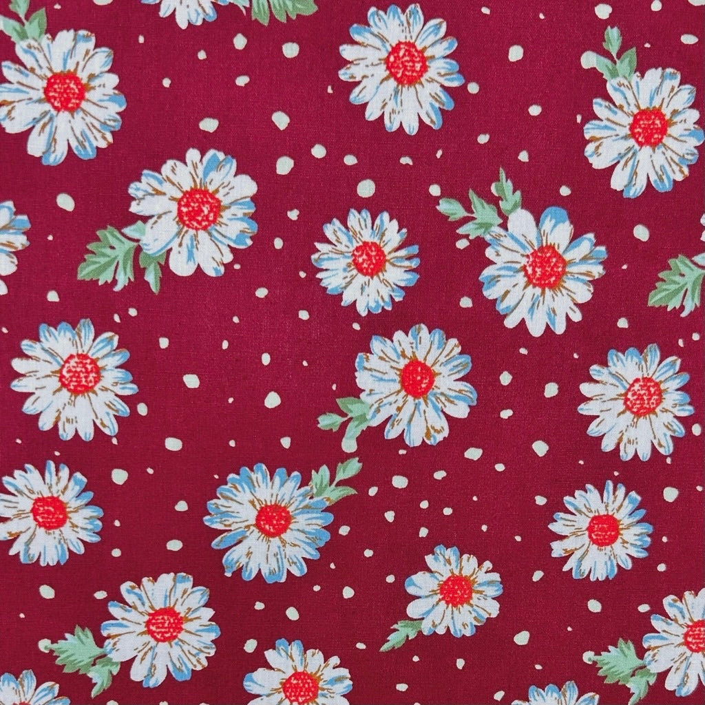 Ruby Floral Cotton Poplin Fabric